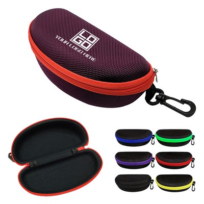 Portable Sun Glasses EVA Hard Case Travel Zipper Clip