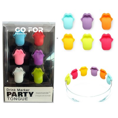 6-pcs Wine Tongue Silicone Drink Markers