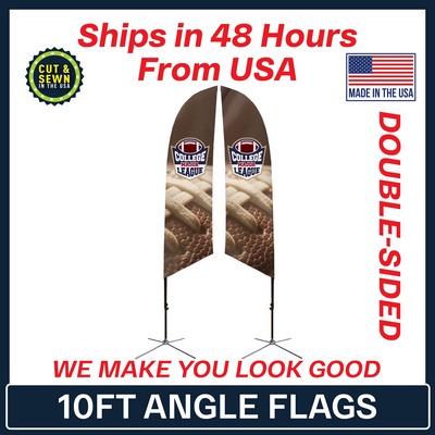 10' Angle Flag - Double Sided w/Chrome X Base - Made in the USA