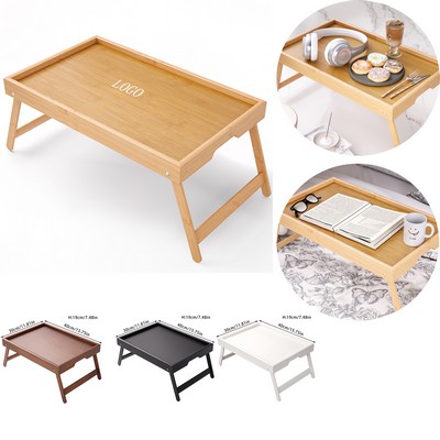 Bamboo Serving Tray With Folding Legs For Breakfast Laptop