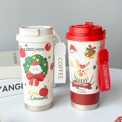 500ml Christmas Stainless Steel Reindeer Coffee Cup Cute Gift