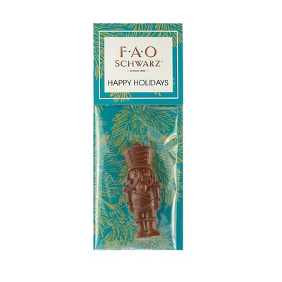 Belgian Chocolate Holiday Icons in Billboard-Style Header Bag with Dark Chocolate Nutcracker