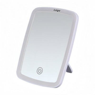 LED Lit Makeup Mirror with Adjustable Brightness Foldable Design