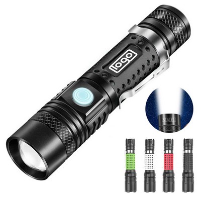 Multi-Function Zoom LED Flashlight - Compact & Rechargeable