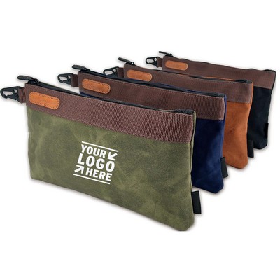 Heavy-Duty 12" Waxed Zipper Tool Pouch Canvas Socket Bag