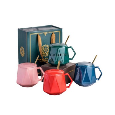 Diamond-Shaped ceramic mug gift set