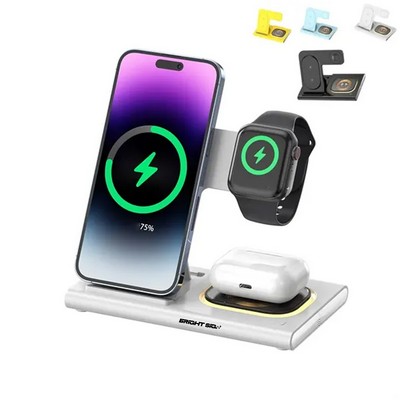 3-in-1 Foldable Fast Wireless Charger Station