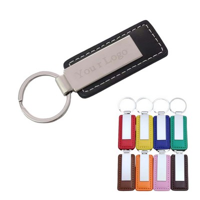 Rectangular PU Leather Keyring