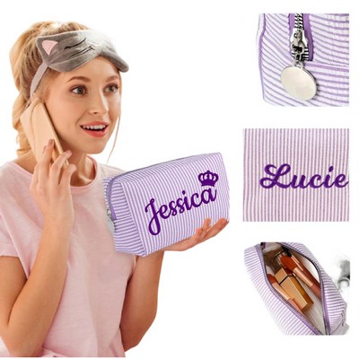 Seersucker Makeup Bag