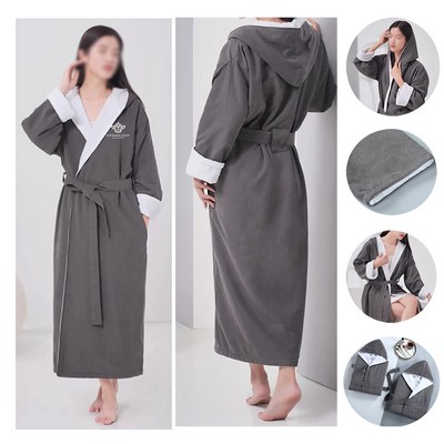 Unisex Plush Lined Microfiber Bath Robe