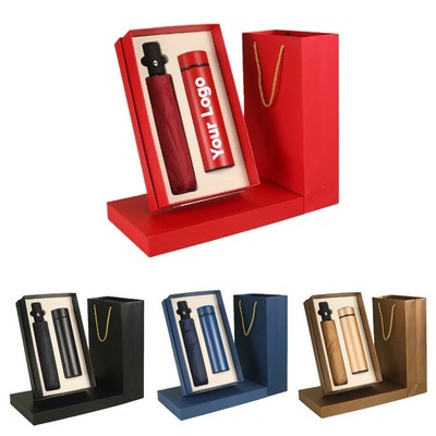 Insulated Flask and Automatic Umbrella Gift Set