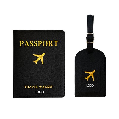 Luggage Tag & Passport Holder Set Travel Passport Cover with RFID Blocking Personalized Leather
