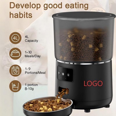 135 oz Automatic ABS & 304 Stainless Steel Pet Feeder w/ Recorder