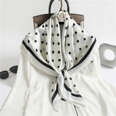 Custom 35.5" x 35.5" Polyester Satin Silk Feeling Neck Scarf Women's Square Bandana