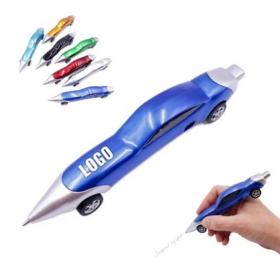 Race Car Ballpoint Pen with Rolling Wheels
