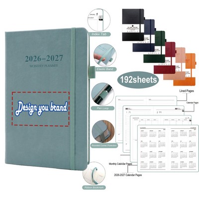 JUL 2026 - JUN 2027 Premium Pu Leather A5 Daily/Weekly/Monthly Schedule Book