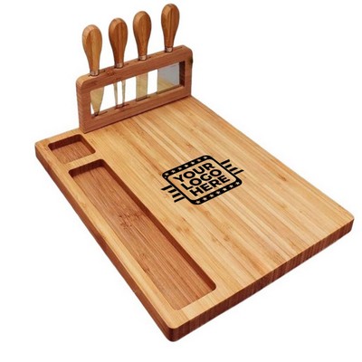 Rectangular Bamboo Cheese Board With Knife