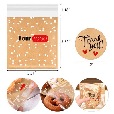 Polka Dot Self-Adhesive Cookie Bags