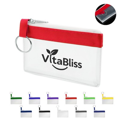 Mini Zippered PVC Pouch Clear Pencil Bag W/ Key Ring