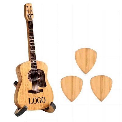 Wooden Guitar Pick Box with Stand