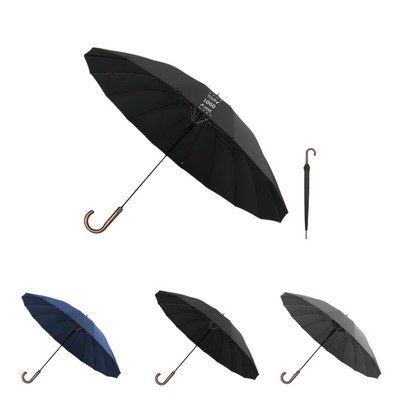 Large Auto Umbrella with Wood J Handle