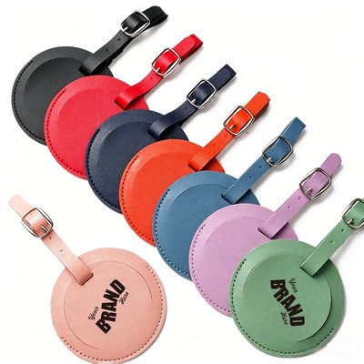Round Faux Leather Luggage Tag