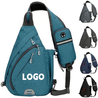 Sling Bag for Travel Hiking, Water Resistant Nylon Crossbody Chest Backpack for Outdoor Sports