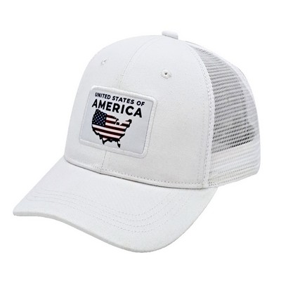 United States of America Patriotic Mesh Back Trucker Hat - American Flag Map Patch