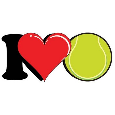 I Love Tennis Promotional Magnet w/ Strip Magnet (8 Square Inch)