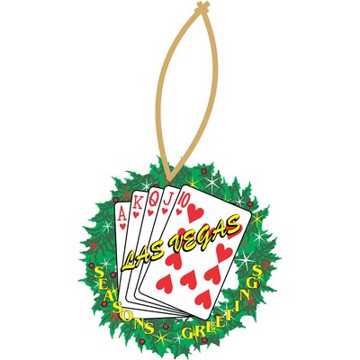 Hearts Royal flush Wreath Ornament w/ Black Back (4 Square Inch)