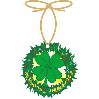 Four Leaf Clover Wreath Ornament w/ Clear Mirrored Back (12 Square Inch)