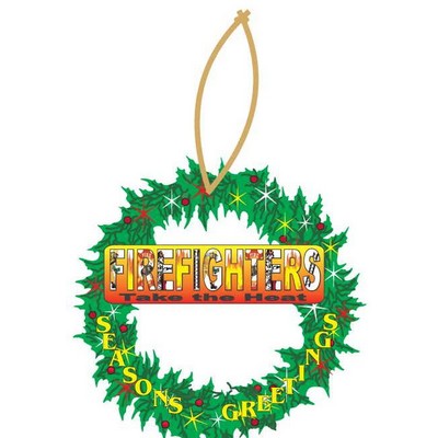 Fireman Slogan Executive Wreath Ornament w/ Mirrored Back (6")