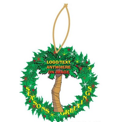 Palm Tree Promotional Wreath Ornament w/ Black Back (8 Square Inch)