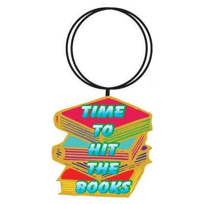 Time To Hit The Books Slogan Keychain w/Mirrored Back (4 Square Inch)