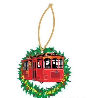 Cable Car Executive Wreath Ornament w/ Mirrored Back (4 Square Inch)