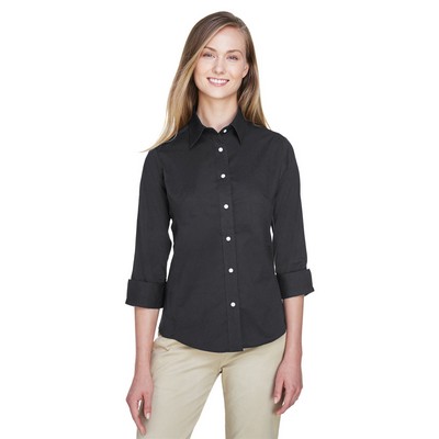 Devon and Jones® Women's Perfect Fit™ Three-Quarter Sleeve Stretch Poplin Long Sleeve Dress Shirt