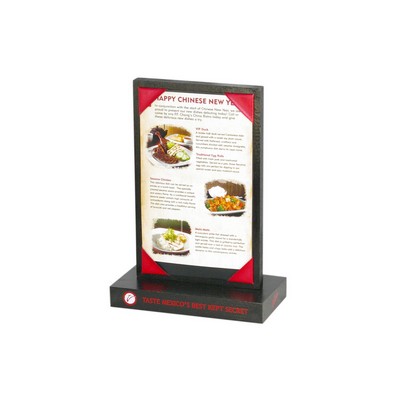 Solid Wood Table Tent w/ Picture Corner Panels On Both Sides (Holds 4"x6" Inserts)