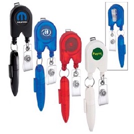 Retractable Badge Holder W/Pen