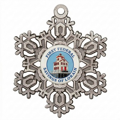 Mirror Image Two-Sided Pewter Snowflake Ornament (Non-Imprinted)