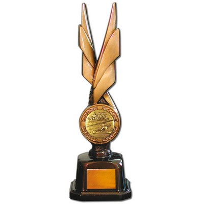 Stock Phoenix 14" Trophy with 2" Rowing Coin and Engraving Plate
