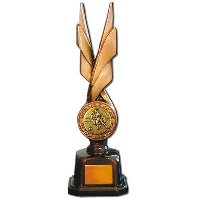 Stock Phoenix 14" Trophy with 2" Soccer Female Coin and Engraving Plate