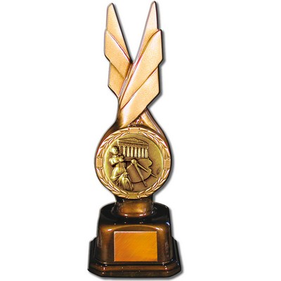 Stock Phoenix 9" Trophy with 2" Arts Coin and Engraving Plate