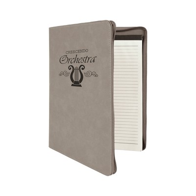 Zipper Leatherette Portfolio (Gray)