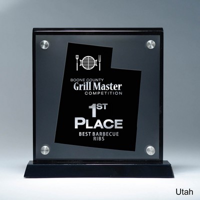 Frosted Lucite UT State Cutout on Risers Award