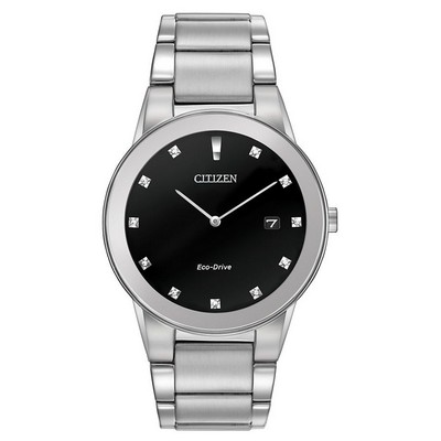 Citizen® Men's Axiom Diamond Eco-Drive Stainless Steel Watch W/ Black Dial