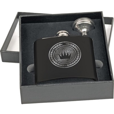 Flask w/Funnel Gift Set – Leatherette - Engraved Flask