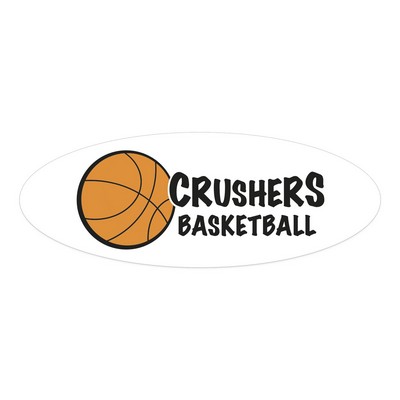 Oval Sticker | 3" x 8"| White Vinyl | Ultra Removable Adh Back | Screen