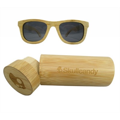 Bamboo Sunglasses w/Round Bamboo Case