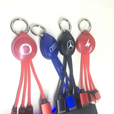 Usb Led Light Logo 3L-In-1 Charging Cables - W/ Type C