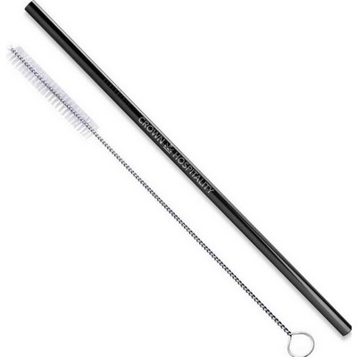 Straight Custom Reusable Stainless Steel Straw with Brush